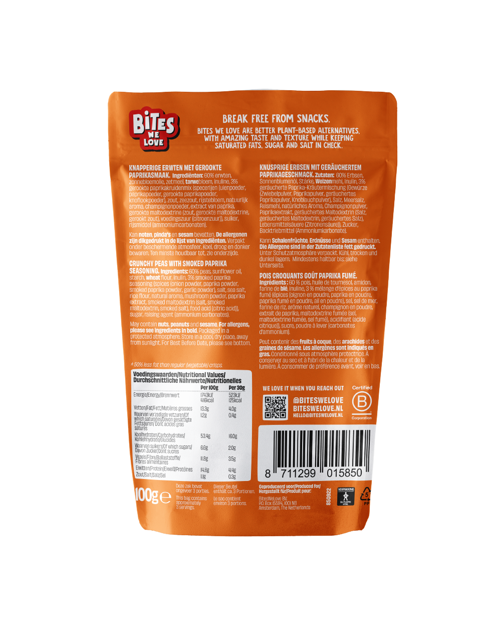 Crunchy Peas Smoked Paprika 6*100g 